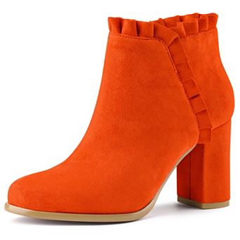 Women's Ruffle Block Heel Ankle Boots