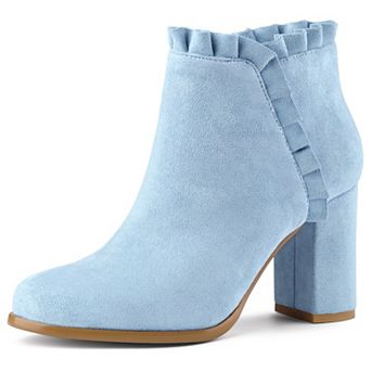 Women's Ruffle Block Heel Ankle Boots