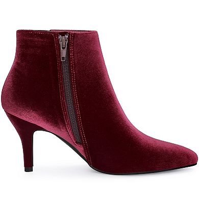Women's Velvet Pointy Toe Stiletto Heels Ankle Boots