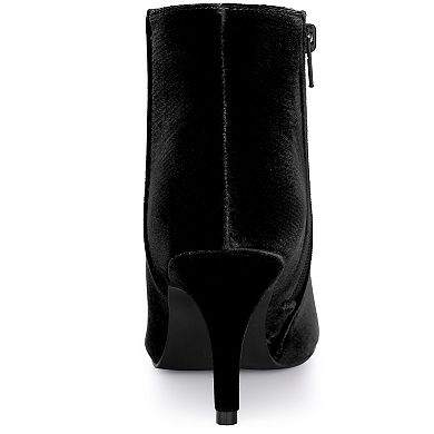 Women's Velvet Pointy Toe Stiletto Heels Ankle Boots