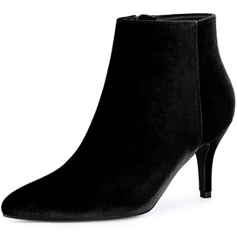 Women's Velvet Pointy Toe Stiletto Heels Ankle Boots
