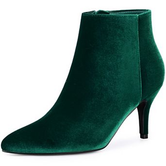 Women's Velvet Pointy Toe Stiletto Heels Ankle Boots