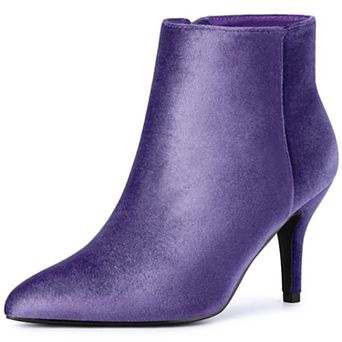 Women's Velvet Pointy Toe Stiletto Heels Ankle Boots