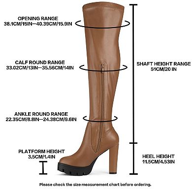 Women's Platform Boots Chunky Heel Over Knee High Boots