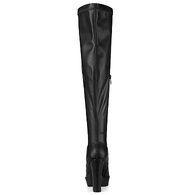 Women's Platform Boots Chunky Heel Over Knee High Boots