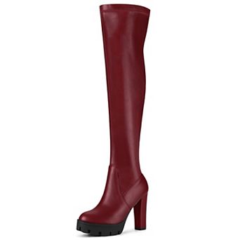Women's Platform Boots Chunky Heel Over Knee High Boots