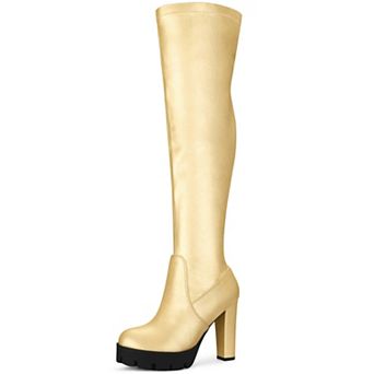 Women's Platform Boots Chunky Heel Over Knee High Boots
