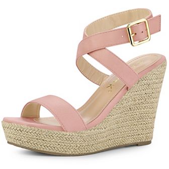 Women's Crisscross Ankle Strap Espadrille Wedge Heel Sandals