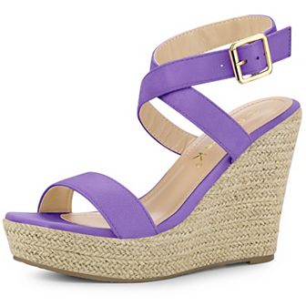 Women's Crisscross Ankle Strap Espadrille Wedge Heel Sandals