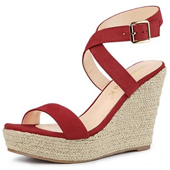 Women's Crisscross Ankle Strap Espadrille Wedge Heel Sandals