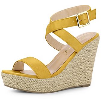 Women's Crisscross Ankle Strap Espadrille Wedge Heel Sandals