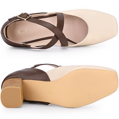 Women's Square Toe Chunky Heels Dress Shoes