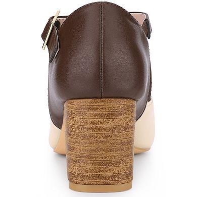 Women's Square Toe Chunky Heels Dress Shoes