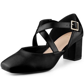 Women's Square Toe Chunky Heels Dress Shoes