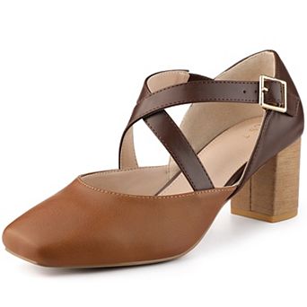 Women's Square Toe Chunky Heels Dress Shoes