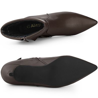 Women's Pointed Toe Side Zip Kitten Heel Ankle Boots