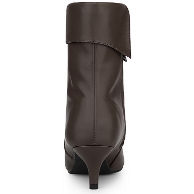 Women's Pointed Toe Side Zip Kitten Heel Ankle Boots