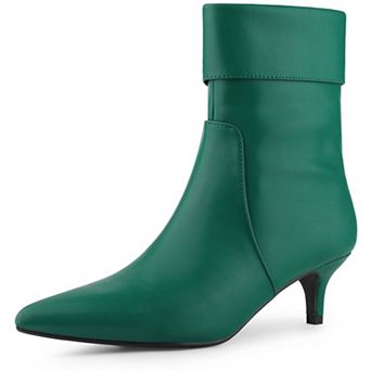 Women's Pointed Toe Side Zip Kitten Heel Ankle Boots