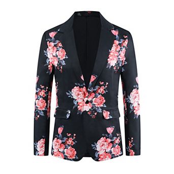 Floral Sport Coats for Men's Slim Fit Party Prom Flower Printed Blazers