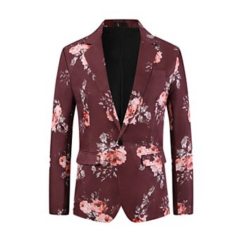 Floral Sport Coats for Men's Slim Fit Party Prom Flower Printed Blazers