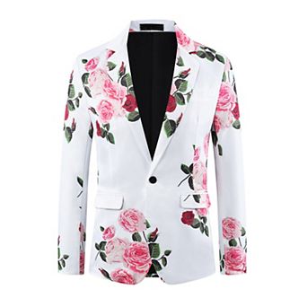 Floral Sport Coats for Men's Slim Fit Party Prom Flower Printed Blazers