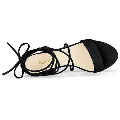 Women's Lace Up Block High Heels Sandals