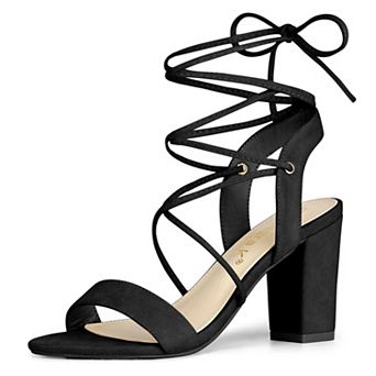 Women's Lace Up Block High Heels Sandals
