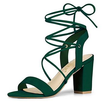 Women's Lace Up Block High Heels Sandals