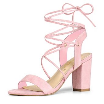 Women's Lace Up Block High Heels Sandals