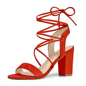 Women's Lace Up Block High Heels Sandals