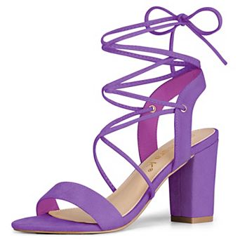 Women's Lace Up Block High Heels Sandals