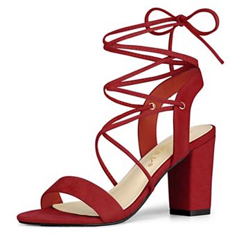 Women's Lace Up Block High Heels Sandals