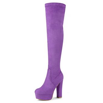 Women's Platform Block Heel over Knee High Boots