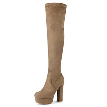 Women's Platform Block Heel over Knee High Boots