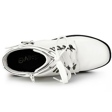 Women's Zip Chunky Heel Platform Ankle Combat Boots