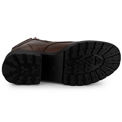 Women's Zip Chunky Heel Platform Ankle Combat Boots