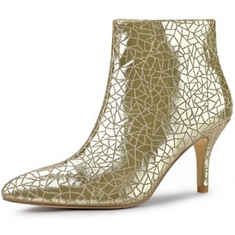 Women's Pointed Toe Sparkly Stiletto Heels Ankle Boots