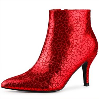Women's Pointed Toe Sparkly Stiletto Heels Ankle Boots