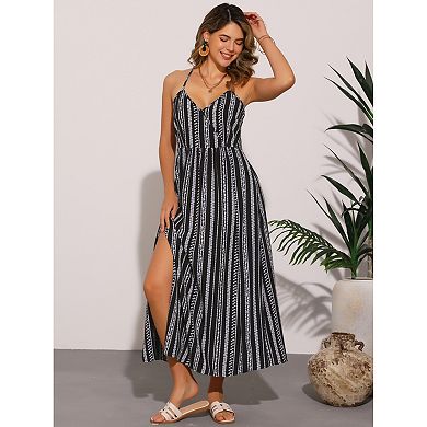 Floral Dress for Women's Spaghetti Strap Flowy Smocked Maxi Sundress