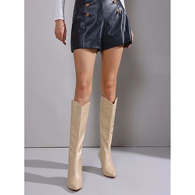 Women's Pointed Toe Stiletto Heel Knee High Boots