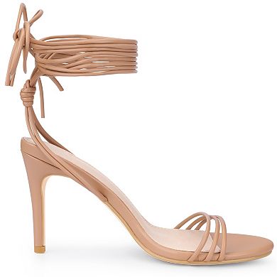 Women's Strappy Lace Up Slingback Open Toe Stiletto Heel Sandals
