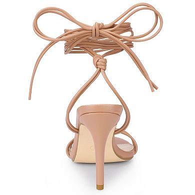 Women's Strappy Lace Up Slingback Open Toe Stiletto Heel Sandals