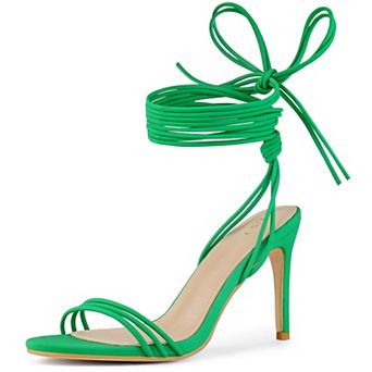 Women's Strappy Lace Up Slingback Open Toe Stiletto Heel Sandals