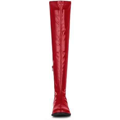 Women's Thigh High Boots Low Block Heel Fashion Over the Knee High Boots