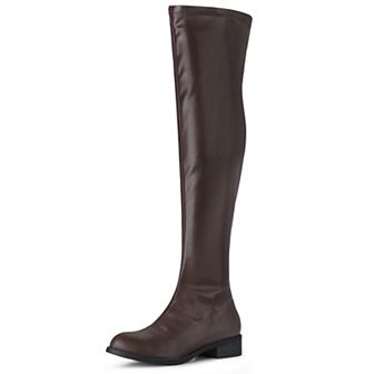 Women's Thigh High Boots Low Block Heel Fashion Over the Knee High Boots
