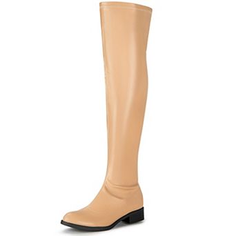 Women's Thigh High Boots Low Block Heel Fashion Over the Knee High Boots