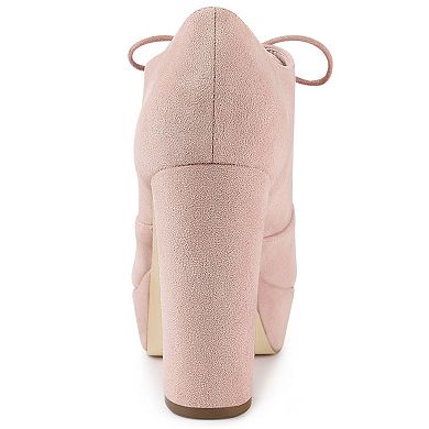 Women's Platform Chunky Heel Lace Up Booties