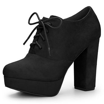 Women's Platform Chunky Heel Lace Up Booties
