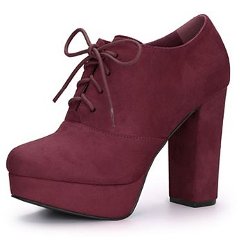 Women's Platform Chunky Heel Lace Up Booties