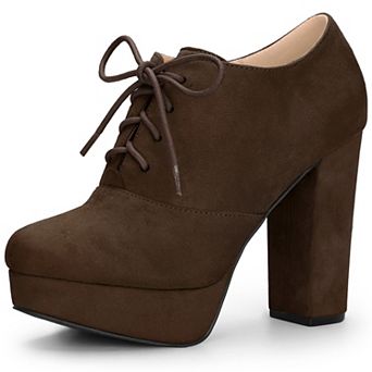 Women's Platform Chunky Heel Lace Up Booties